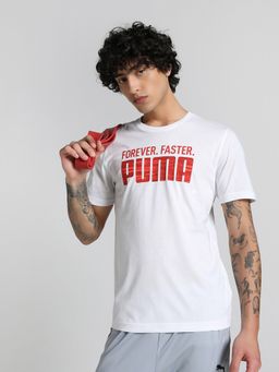 Puma - White Typography Train Forever Faster Men's Training T-Shirt