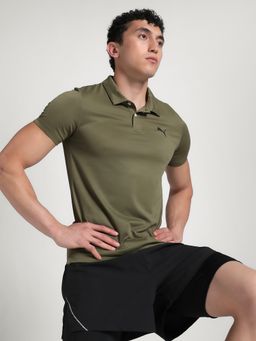 Puma - Olive Men's All In Running Polo T-shirt