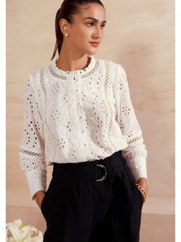 BOHO-CHIC By Sukriti Jain - White Lace Trimmed Broderie Top