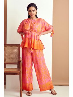 BOHO-CHIC By Sukriti Jain - MultiColour Pleated Top And Pant Set