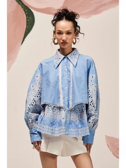 BOHO-CHIC By Sukriti Jain - Blue Summer Hue Broderie Top