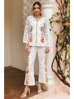 BOHO-CHIC By Sukriti Jain - White Blooming Garden Top And Pant Set