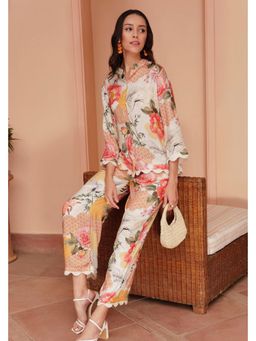 BOHO-CHIC By Sukriti Jain - Cream Bloom Shirt And Pant Set