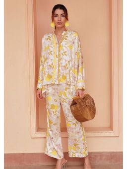 BOHO-CHIC By Sukriti Jain - Yellow Romantic Summer Shirt And Pant Set