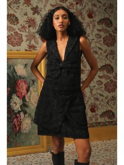 BOHO-CHIC By Sukriti Jain - Black Metallic Tweed Waistcoat And Skirt Set