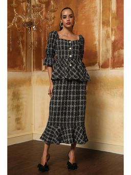 BOHO-CHIC By Sukriti Jain - Black Metallic Tweed Top And Skirt Set