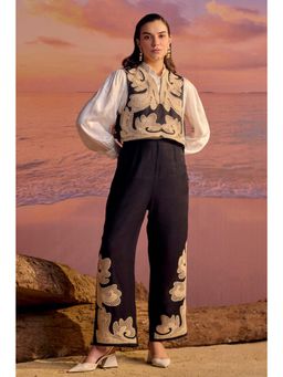 BOHO-CHIC By Sukriti Jain - Beige Chevron Shirt And Pant With Waistcoat