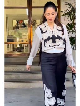 BOHO-CHIC By Sukriti Jain - Black Embroidered Shirt And Pant With Waistcoat