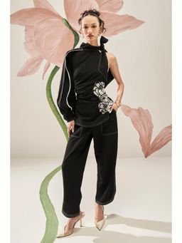 BOHO-CHIC By Sukriti Jain - Black Flattering Applique Top And Pant Set