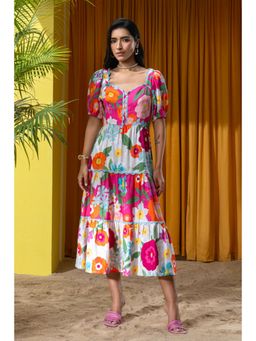 BOHO-CHIC By Sukriti Jain - Pink Vibrant Floral Maxi Dress