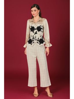 BOHO-CHIC By Sukriti Jain - White The Monochrome Shirt And Pant Set With Corset