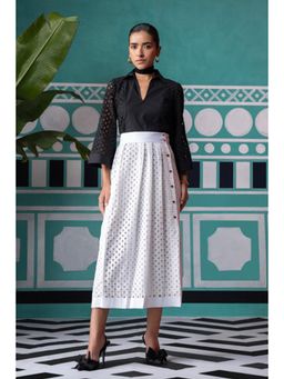 BOHO-CHIC By Sukriti Jain - Black Broderie Anglais Monochrome Top And Skirt Set