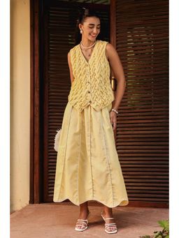 BOHO-CHIC By Sukriti Jain - Yellow Buttercup Waistcoat And Skirt Set