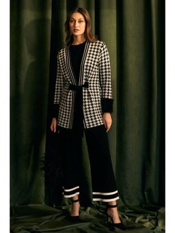 BOHO-CHIC By Sukriti Jain - Black Houndstooth Knit Jacket And Pant Set