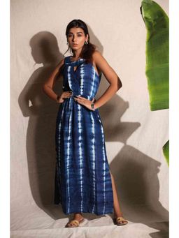 Keva Clothing - Women Blue Long Dress With Keyhole Cut Out