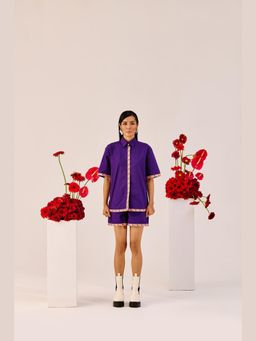 TheRealB - Purple Embroidered Cotton Co-Ord Set