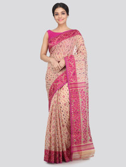 PinkLoom - Women's Soft Cotton Jamdani Saree Without Blouse Piece
