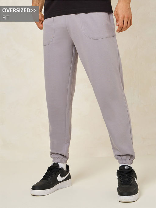 Oversized Men Grey Joggers Styli Mens Grey Cotton Blend