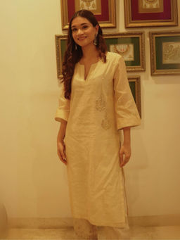 Spring Soul - Off White Metallic Chanderi Kurta
