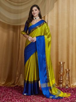SERONA FABRICS - Mustard Cotton Silk Tassels Handloom Saree With Unstitched Blouse
