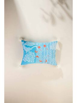 Freedom Tree - Phases Of Moon Cotton Aqua Blue Cushion Cover