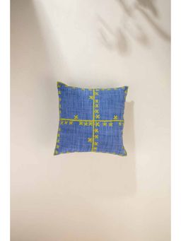 Freedom Tree - Clover Woven Cotton Moonlit Blue Cushion Cover (16x16 inches)