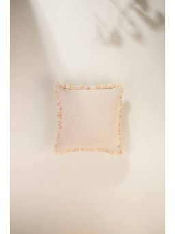 Freedom Tree - Nilgiri Geo Weave Cotton Beige Cushion Cover (16x16 inches)