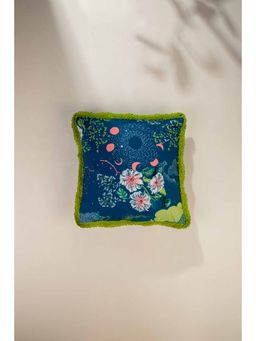 Freedom Tree - Moonflower Moonlit Cotton Blue Cushion Cover (18x18 inches)