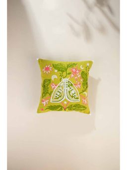 Freedom Tree - Moon Flyers Cotton Citron Green Cushion Cover (18x18 inches)