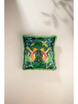 Freedom Tree - Mimicry Blooms Polyester Forest Green Cushion Cover (18x18 inches)