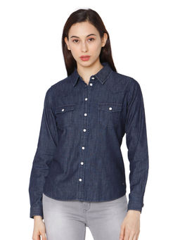 Spykar - Mid Blue Indigo Women Shirts