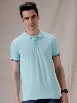 WROGN - Printed Sleeve Blue Polo T-Shirt