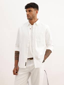 WROGN - Solid Regular Fit Full Sleeve Shirt