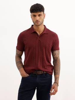 WROGN - Textured Slim Fit Polo T-Shirt