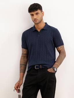 WROGN - Solid Slim Fit Textured Polo T-Shirt