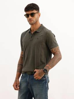 WROGN - Slim Fit Faded Cut and Sew Polo T-Shirt