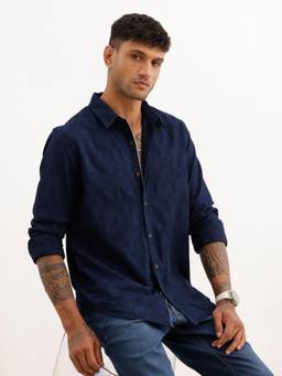 WROGN - Navy Blue Slim Fit Full Sleeve T-Shirt