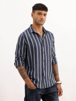 WROGN - Slim Fit Stripes Full Sleeve Shirt