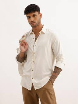 WROGN - Solid Linen Blend Full Sleeve Shirt
