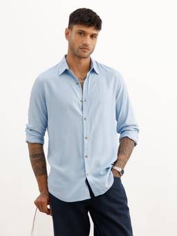 WROGN - Solid Slim Fit Full Sleeve Shirt