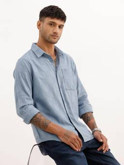 WROGN - Textured Slim Fit Full Sleeve Shirt