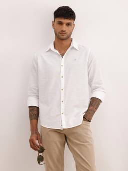 WROGN - Textured Slim Fit Cotton Shirt
