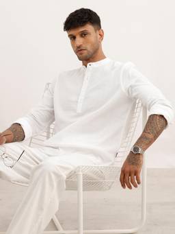 WROGN - Textured Slim Fit Mandarin Collar Shirt