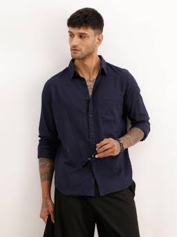 WROGN - Solid Regular Fit Full Sleeve Shirt