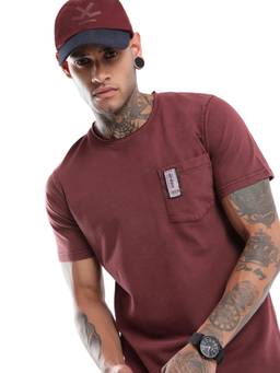 WROGN - Raw Edged Maroon Slim Fit T-Shirt