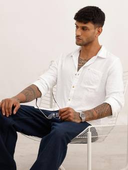 WROGN - Solid Regular Fit Full Sleeve Shirt