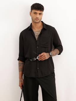 WROGN - Solid Regular Fit Full Sleeve Shirt