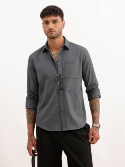 WROGN - Solid Regular Fit Full Sleeve Shirt
