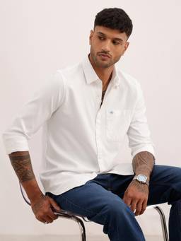 WROGN - Solid Regular Fit Full Sleeve Shirt