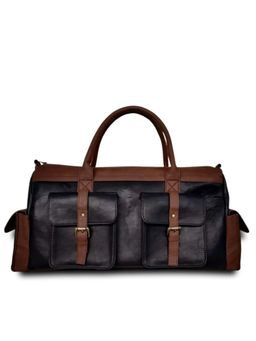 Strutt - Unisex Dark Brown 4 Pocket Leatherette Duffle Bag (M)
